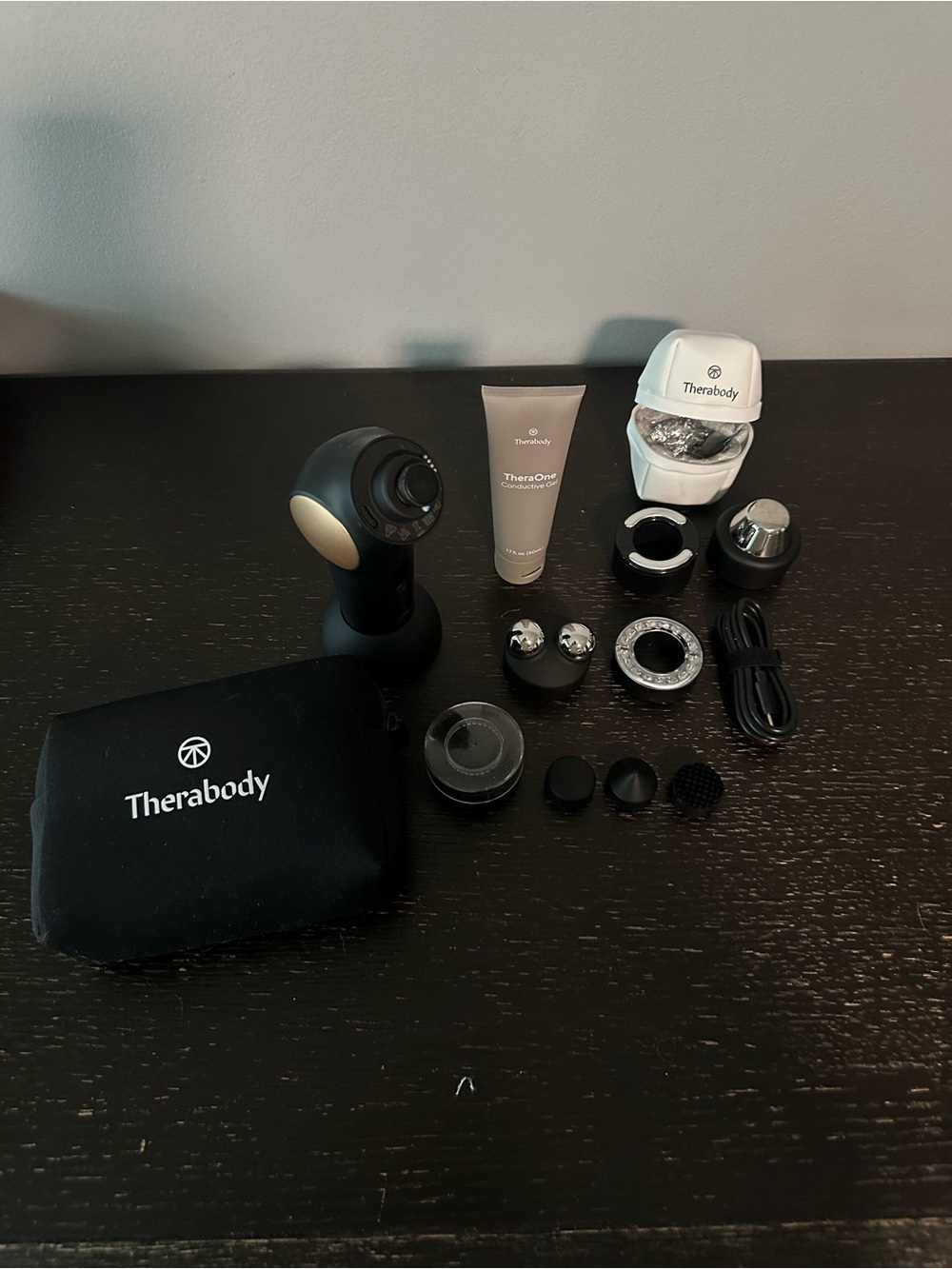 Therabody Theraface Pro Device Black with Multiple Attachments